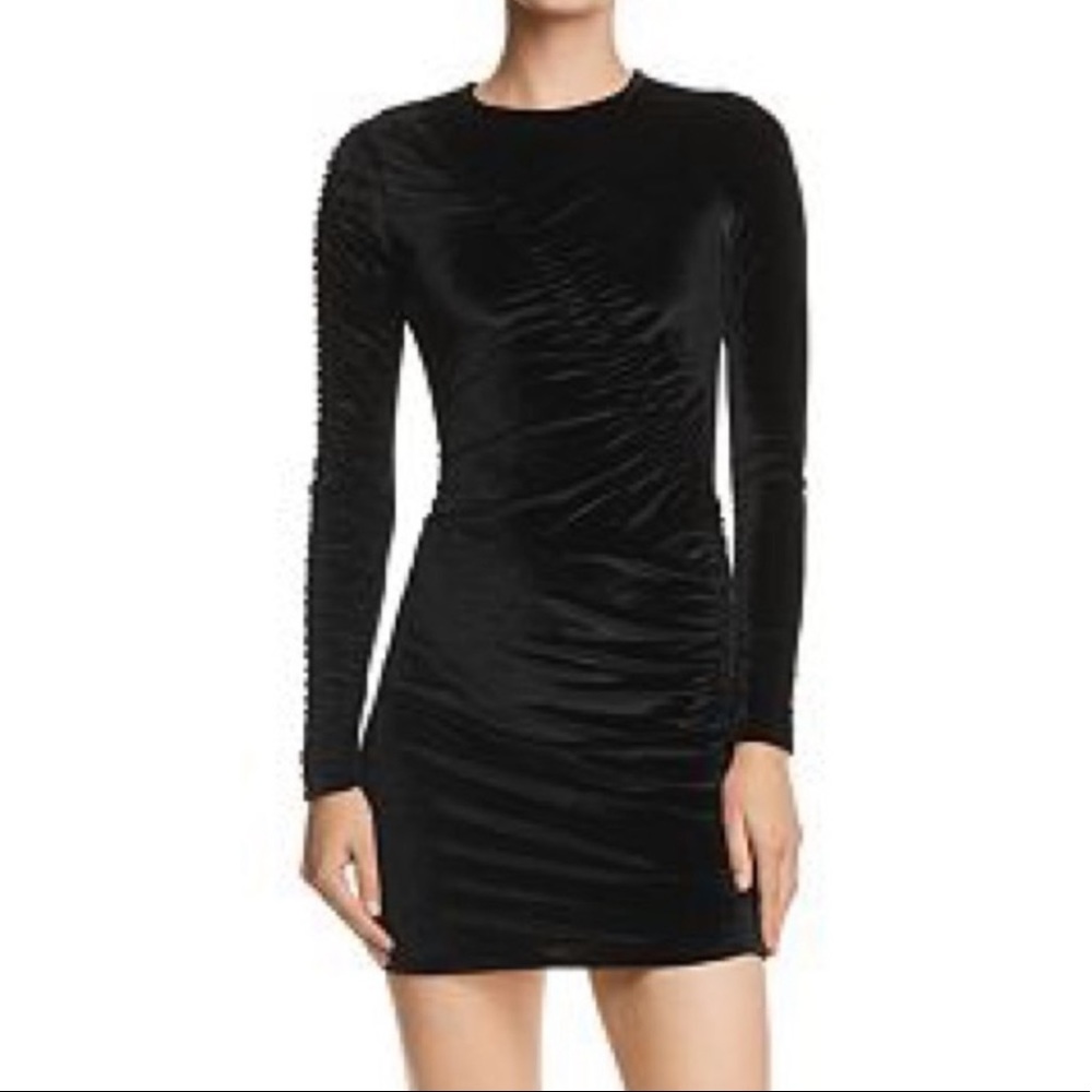 NWT Ronny Kobo Yarden Dress Black Velvet Long Sleeve Mini Dress Medium M